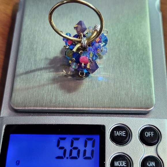 ◇ Genuine Artisan 14KGF With Ethiopian Opals & Swarovski Crystals Cluster Ring - Picture 15 of 15